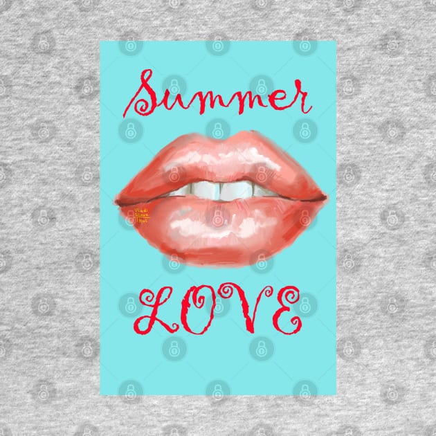 Romantic summer kissing lips. Lovely sexy mouth. by Rukki Zukki Art